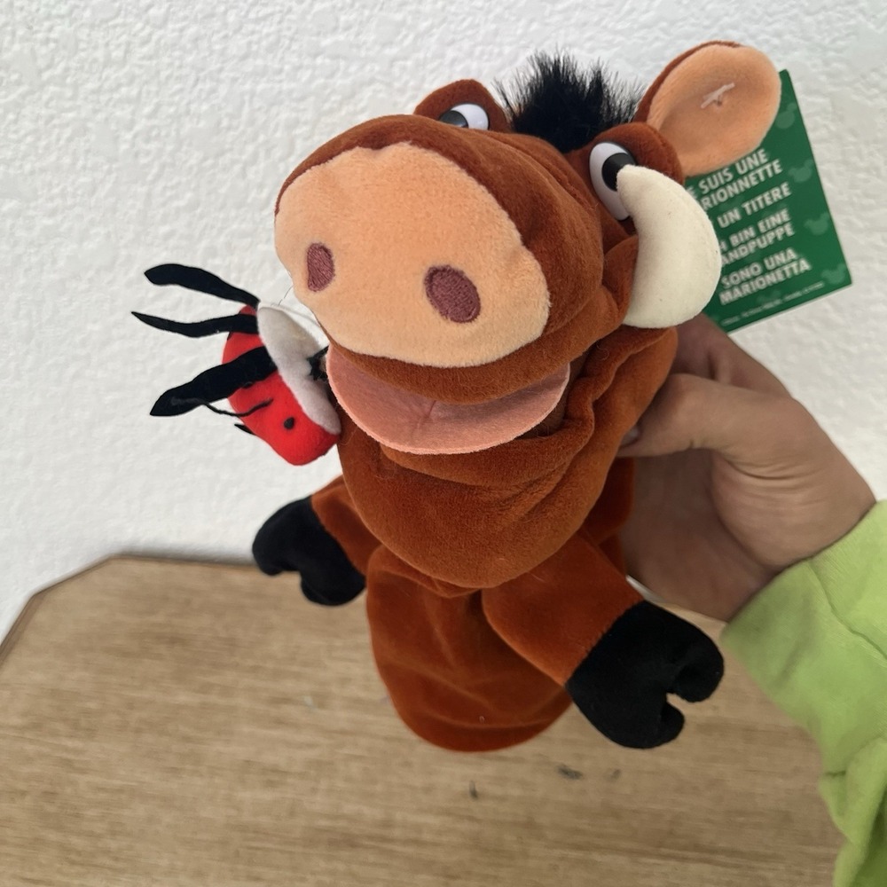 Vintage Disney Store Lion King 10" Pumbaa Hand Puppet New with Tags